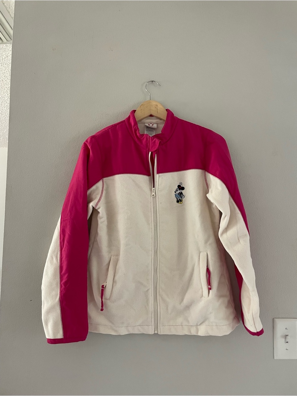 Disney Hot Pink and Ivory Mickey Fleece Zip-Up Jacket